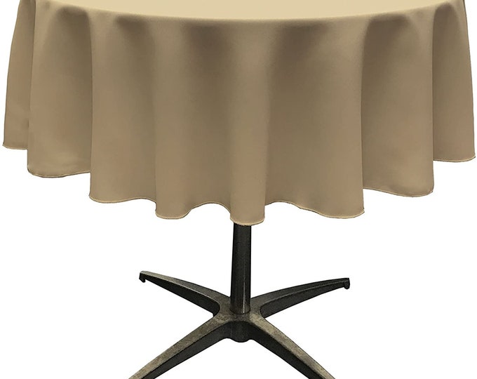 Mia's Fabrics Inc, Taupe Tablecloth Polyester Poplin Tablecloth Inch Round Banquet Cloth, Wrinkle Resist Quality (Pick a Size)
