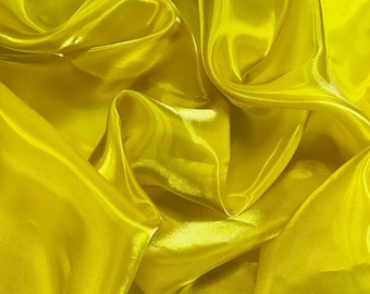 Yellow Gold Liquid Organza Fabric: Crystal Reflective Glossy Sheer Organza, 60" Wide By The Yard