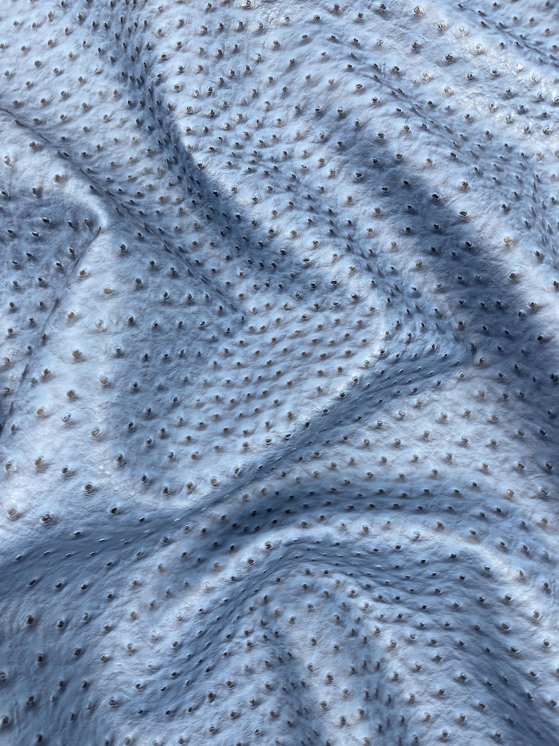 Puede incluir: Primer plano de una tela azul claro con superficie texturizada. La tela presenta un patr&oacute;n de peque&ntilde;as protuberancias oscuras, espaciadas uniformemente. El material parece suave y flexible, con pliegues y sombras suaves.