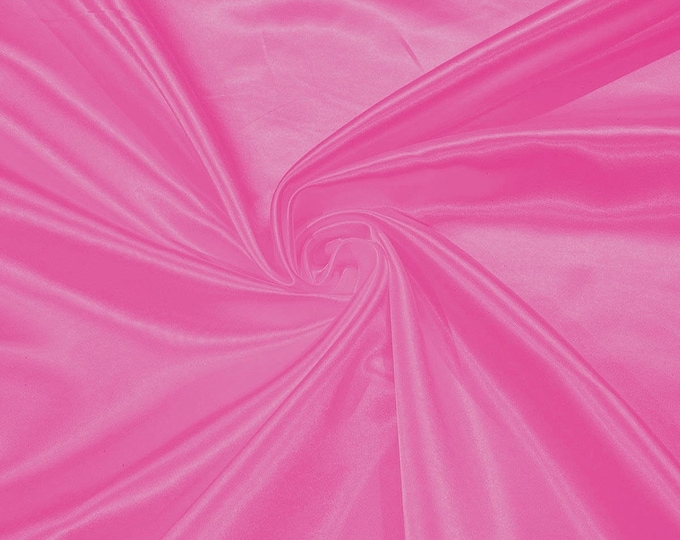 Candy Pink - 60" Shiny Heavy Bridal Satin Fabric for Wedding, Gala, Prom Dress Sold By Yard