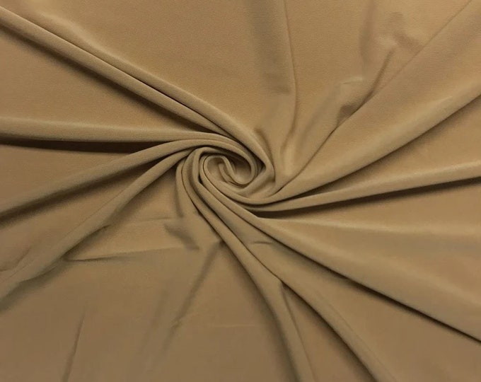 Mia's Fabrics Inc, 58/59" ITY Fabric - Camel - 2 Way Stretch Spandex Polyester Knit Jersey Fabric Sold By The Yard