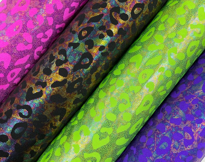 Metallic Leopard Print Nylon Spandex Fabric, 4 Way Stretch 60” Wide