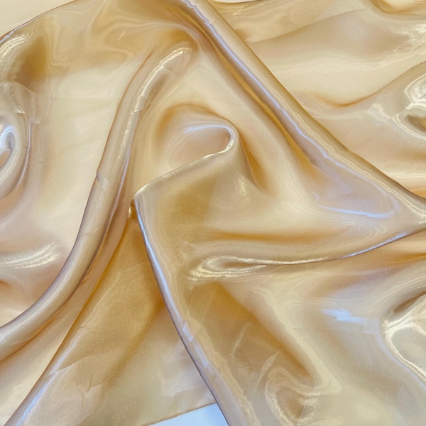 Gold Liquid Organza Fabric: Glossy Bridal Organza Apparel Decor,60" Wide