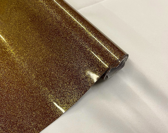 Dark Gold Sparkle Glitter Upholstery Vinyl Fabric - 54" Width Sold By The Yard