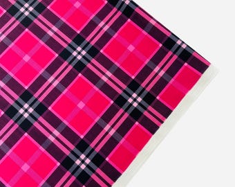 Hot Pink Checker Spandex Fabric: 4-Way Stretch Milliskin, Geometric Print By The Yard