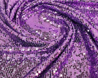 Lavender Sequin Taffeta Fabric: 5mm Embroidery, 60" Wide, By The Yard