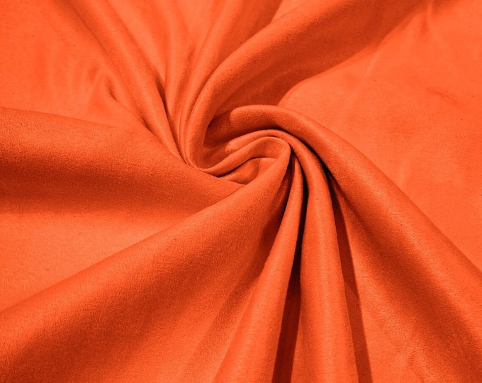 58" Faux Micro Suede Fabric - Orange - Polyester Micro Suede Fabric for Upholstery / Crafts / Costume Sold By The Yard