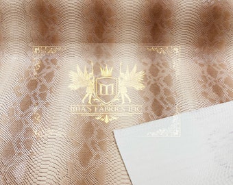 Tan Faux Viper Snake Skin Vinyl: 3D Scales Upholstery Fabric