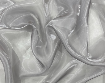 Silver Liquid Organza Fabric: Glossy Bridal Organza Apparel Decor, 60" Wide By The Yard