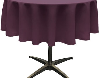 Eggplant Polyester Round Tablecloth: Wrinkle Resistant Banquet Cloth