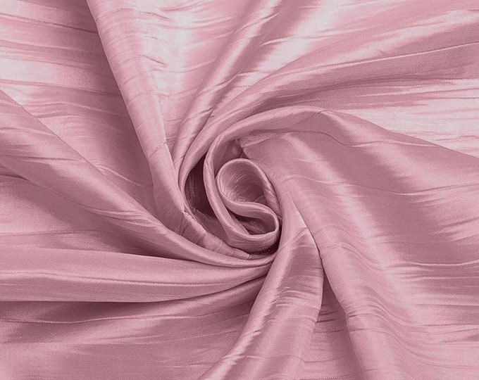 Crushed Taffeta Fabric - Rose Petal - 54" Inch Wide Crushed Taffeta Creased Fabric Sold by The Yard