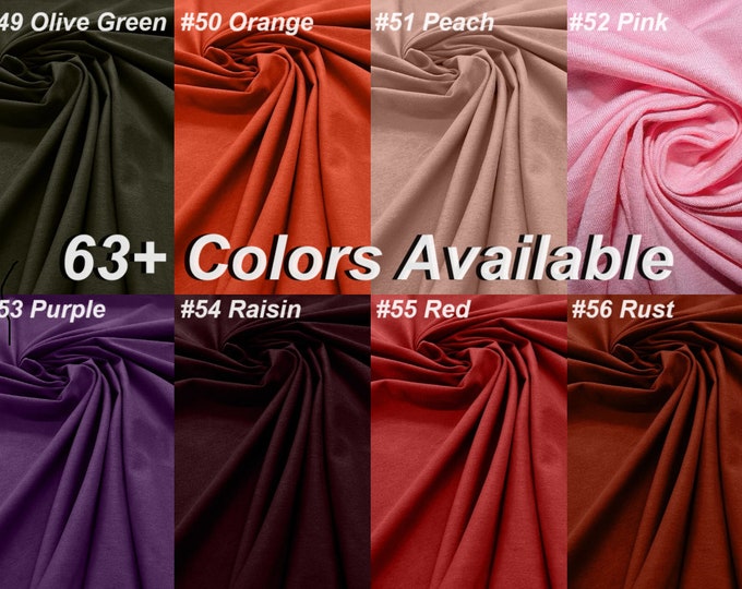 58/60" Cotton Spandex Jersey Knit Blend 95% Cotton 5 Percent Spandex / Stretch Cotton Fabric By Yard