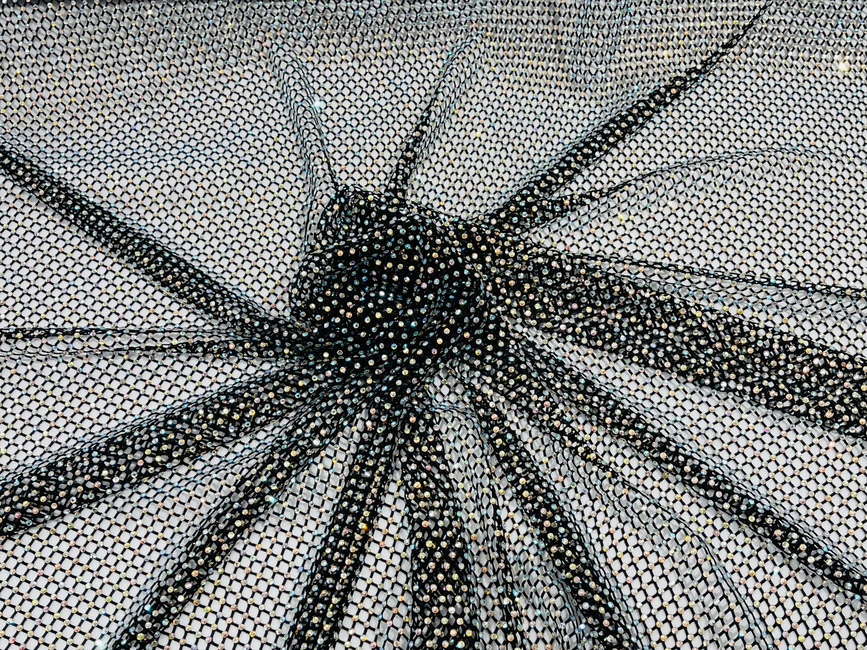 Infinite Diamonds in Black. Crochet Lace Fabric. WV-150-BLK – Boho