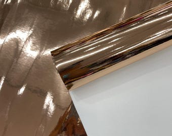 Tkanina winylowa lustrzana w kolorze różowego złota chromowanego: Odblaskowa tapicerka, szerokość 54 cali