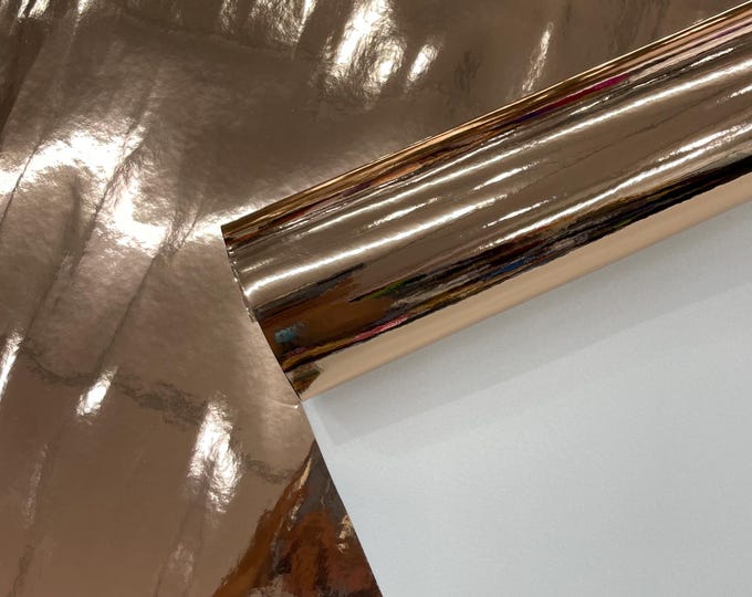 Rose Gold Chrome Mirror Reflective Vinyl Fabric By The Yard, Crafting Fabric Upholstery Vinyl Fabric Chrome Mirror Reflective Vinyl