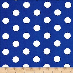 Mia&#39;s Fabrics Inc, Royal Blue/White Small Polka Dot Poly Cotton Fabric by The Yard, 58”/60” (Pick a Size)