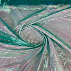 Teal Iridescent Crush Organza Fabric - 45&quot; Wide - By The Yard