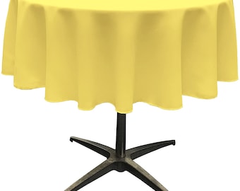 Mia's Fabrics Inc, Light Yellow Tablecloth Polyester Poplin Tablecloth Inch Round Banquet Cloth, Wrinkle Resist Quality (Pick a Size)