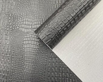 Black Crocodile Marine Vinyl Fabric: Waterproof Outdoor Upholstery - Auto/Boat