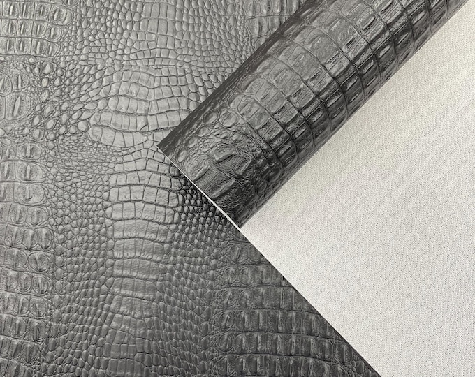 8 Yards, Black Crocodile Marine Vinyl Fabric: Waterproof Outdoor Upholstery - Auto/Boat