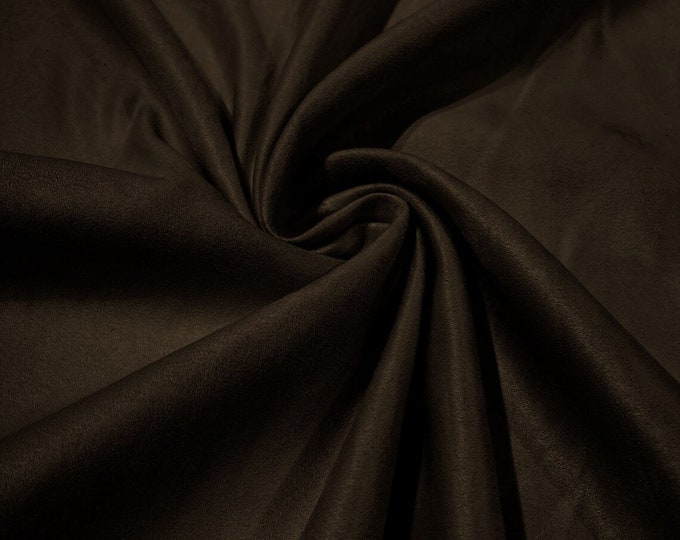 58" Faux Micro Suede Fabric - Dark Chocolate - Polyester Micro Suede Fabric for Upholstery / Crafts / Costume Sold By The Yard