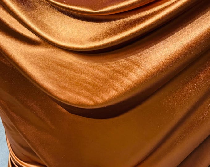 Spandex Luxury Fabric - Brown - Shiny Polyester Spandex Stretch Fabric Sold By The Yard - 20% Spandex (Pick a Size)