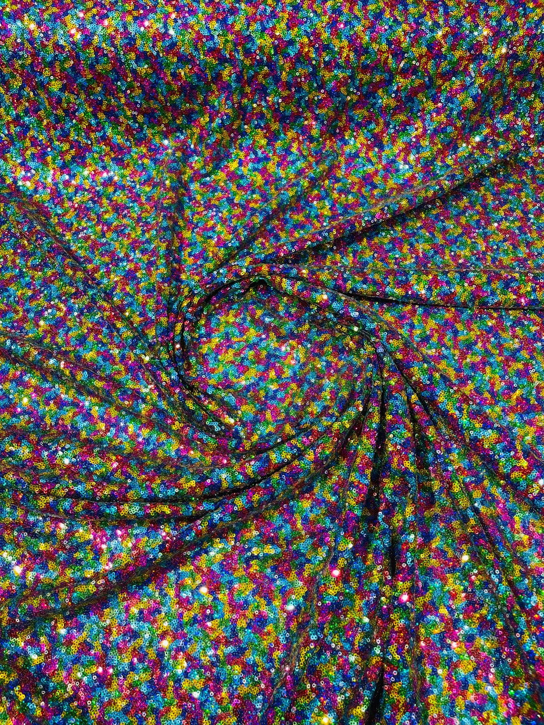 Multi Color Sequin Fabric Mini Glitz Sequins, by the Yard Sequin Fabric
