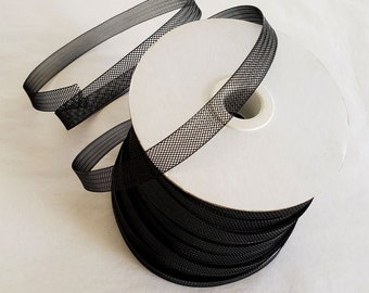 1/2 Inch Black Crinoline Horsehair Braid Trim-Wedding-Bridal-Decorations-Crafts-Sold By The Yard (Choose The Quantity)