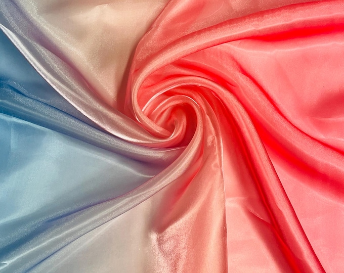 Ombre Pattern Satin Organza Fabric Sold by the Yard, Ombre Satin Organza Fabric - 58" Wide - Transparent Satin Organza Fabric