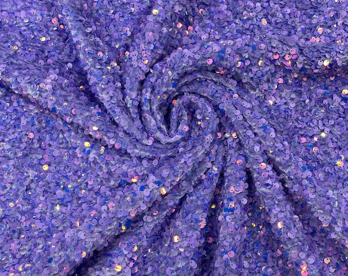 Lavender Iridescent Sequin Fabric: lavender Stretch Velvet (58/60" Wide)