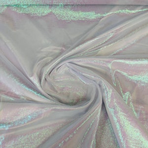 Iridescent White Pink Organza Fabric: Shimmering Crystal Sheer Nylon, 45&quot; Wide, Sold By The Yard
