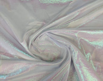 Mia's Fabrics Inc, Crush Iridescent White Pink Shimmer Organza Fabric 45" Wide, C#1 Sells by The Yard