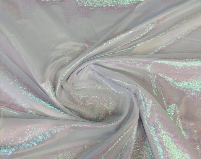 New Creations Fabric & Foam Inc, 40/45 Wide Iridescent Translucent Crushed  Shimmer Organza Fabric, Sells by The Yard (Aqua)