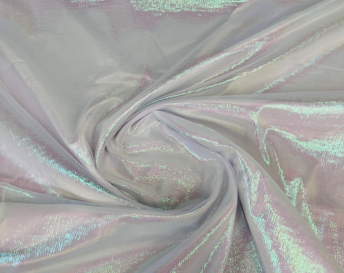 Mia's Fabrics Inc, Crush Iridescent White Pink Shimmer Organza Fabric 45" Wide, C#1 Sells by The Yard
