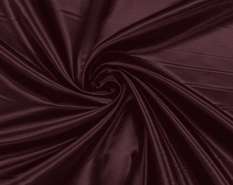 Eggplant Bridal Satin Fabric: Shiny Polyester Charmeuse, 60" Wide, Sold By Yard
