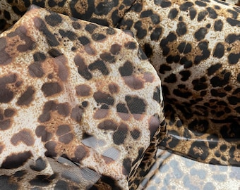 Cheetah Print Power Mesh Fabric, 4-Way Stretch, 60" Wide, Sold By The Yard