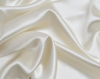 Ivory Stretch Imitation Silk Satin Charmeuse - 2 Way Slight Stretch- 58/60"