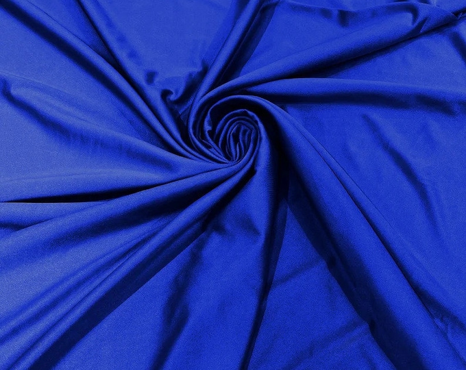 Royal Blue Shiny Milliskin Nylon Spandex Fabric 4 Way Stretch Prom-Gown-Dress, 58" Wide Sold by The Yard (Pick a Size)