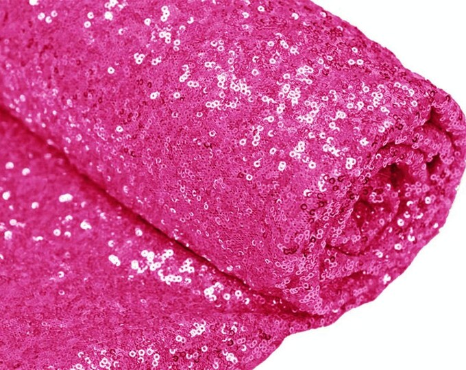 Fuchsia Sequin Fabric Mini Glitz Sequins, By The Yard Sequin Fabric Dresses-Nightgowns-Prom Gown (Choose The Quantity)