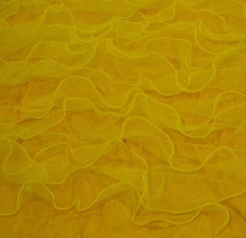 Yellow Ruffles Design Organza Ruffle Design Embroidered on Taffeta Backing, 57