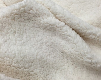 Mia Fabrics Inc, Ivory Cuddle Minky Sherpa Fleece, lamb Wool Design Fabric Sold By The Yard,  (Pick a Size)