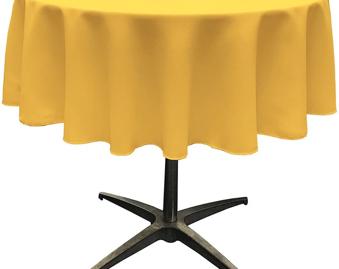 Mia's Fabrics Inc, Dk Yellow Tablecloth Polyester Poplin Tablecloth Inch Round Banquet Polyester Cloth, Wrinkle Resist Quality (Pick a Size)
