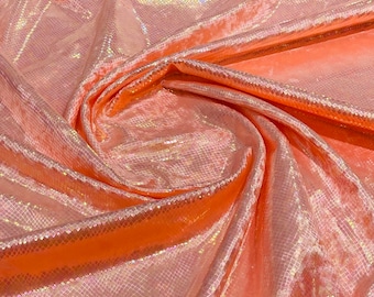 Coral Iridescent Snake Skin Velvet Spandex Fabric - 58"/60" Wide By The Yard
