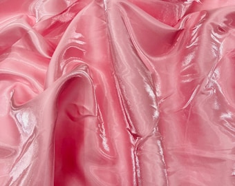Pink Liquid Crystal silk satin By The Yard, Liquid Bridal Satin, Water Shine Ultra Glossy Shimmer Bridal Satin, Crystal Reflective Satin