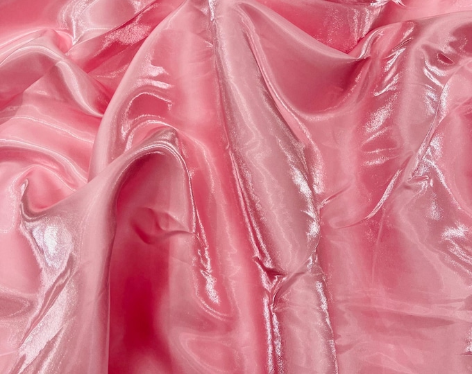 Pink Liquid Crystal silk satin By The Yard, Liquid Bridal Satin, Water Shine Ultra Glossy Shimmer Bridal Satin, Crystal Reflective Satin