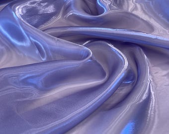 Smoke Lavender Liquid Organza Fabric: Reflective Bridal Apparel Decor