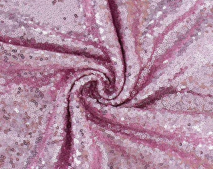 Pink Sequin Fabric Mini Glitz Sequins, By The Yard Sequin Fabric Dresses-Nightgowns-Prom Gown (Choose The Quantity)
