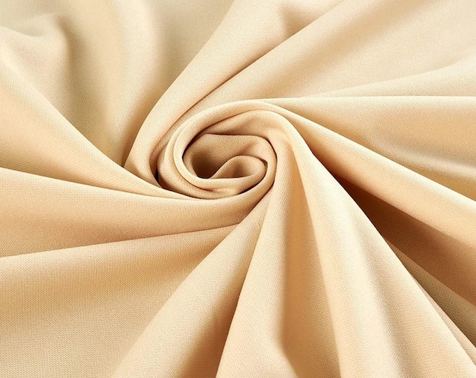 Beige Shiny Milliskin Nylon Spandex Fabric 4 Way Stretch Prom-Gown-Dress, 58" Wide Sold by The Yard (Pick a Size)