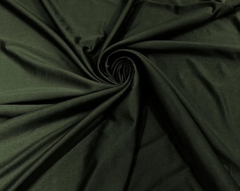 Dark Olive Shiny Nylon Spandex Fabric: 4-Way Stretch, 58" Wide - Sold by The Yard