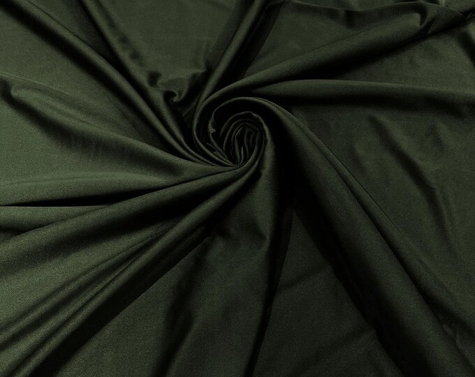 Dark Olive Shiny Milliskin Nylon Spandex Fabric 4 Way Stretch Prom-Gown-Dress, 58" Wide Sold by The Yard (Pick a Size)